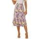 thumbnail image 1 of Faldas de gasa para mujer Inspire Chic, con cintura elástica, volantes, en capas, florales, fluidas, midi, XL, púrpura y amarillas, 1 of 6