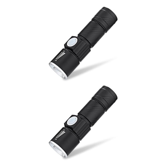 Eigraketly Linterna recargable por USB linterna de bolsillo profesional pequeñas linternas de emergencia para acampar bicicletas senderismo Negro 2Conjunto