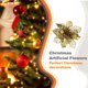 thumbnail image 3 of Advancent 10 piezas de flores artificiales de Navidad, flor de Pascua con purpurina, flor falsa reutilizable, manualidades DIY, fiesta de boda, Año Nuevo Kits de decoración para fiestas oro Advancent HA008610-01, 3 of 6