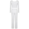 thumbnail image 5 of Jinhomg Women's 2 Piece Casual Lounge Sets Fall Comfy Long Sleeve Crewneck Crop Tops and Straight Leg Pants Lightweight Matching Loungewear Spring Saving White S, 5 of 8