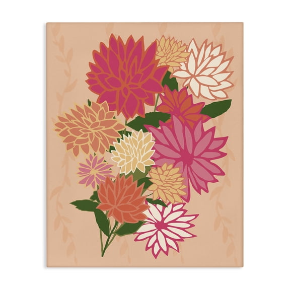 Stupell Industries Dahlia Petal Outlines Plants & Flowers Painting Wrapped Canvas Art Print Wall Art, 16 x 20