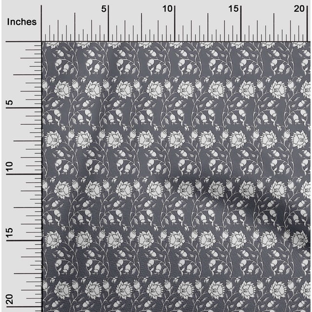 oneOone Cotton Cambric Fabric Leaves & Floral Block Fabric Prints By Yard 56 Inch Wide