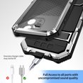 thumbnail image 3 of ELEHOLD Heavy Duty Rugged Case for iPhone 15 Pro,Camera Lens Protection Tempered Glass Screen Protector Hidden Foldable Kickstand Bracket Shockproof Dustproof Armor Case for iPhone 15 Pro,Silver, 3 of 7