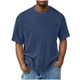 thumbnail image 2 of GuangCheng Mens Short Sleeve T-Shirts,Textured,Crew Neck,Oversized Fit,Pullover,Soft,Breathable,Comfortable,Casual Tops,Navy,Size L, 2 of 5