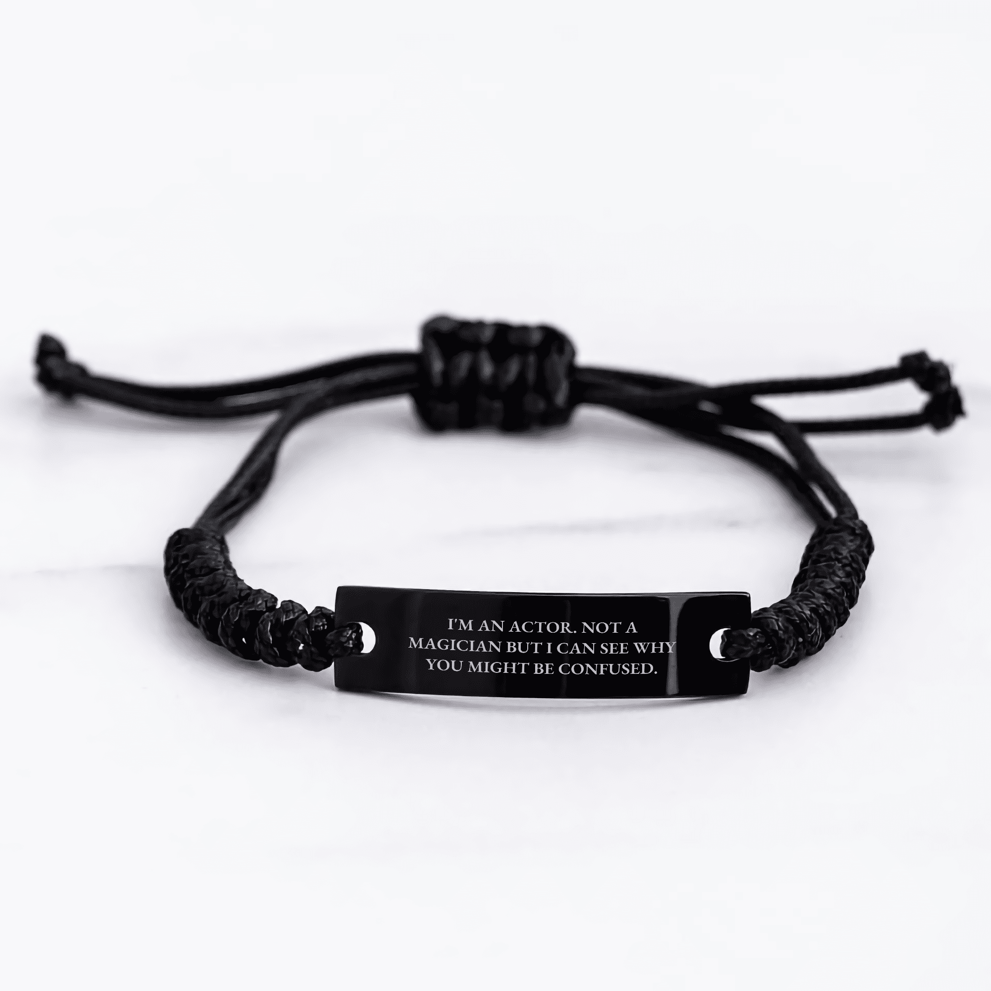 Funny Actor Gifts, 'I'm An Actor. Not A Magician...'-Engraved Rope Bracelet, Gifts from Men to Actor, Unique Mother's Day Unique Gifts