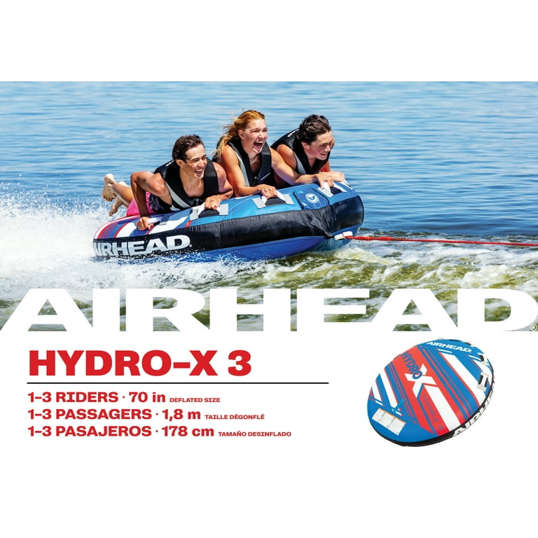Airhead Hydro X 3-Person Inflatable Water Lake Towable Tube Airhead Hydro X 3-Person Inflatable Water Lake Towable Tube