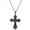 Black, variant on Silvery Tone Religious Cross Pendant Necklace w/Black Or Clear Crystal Rhinestones