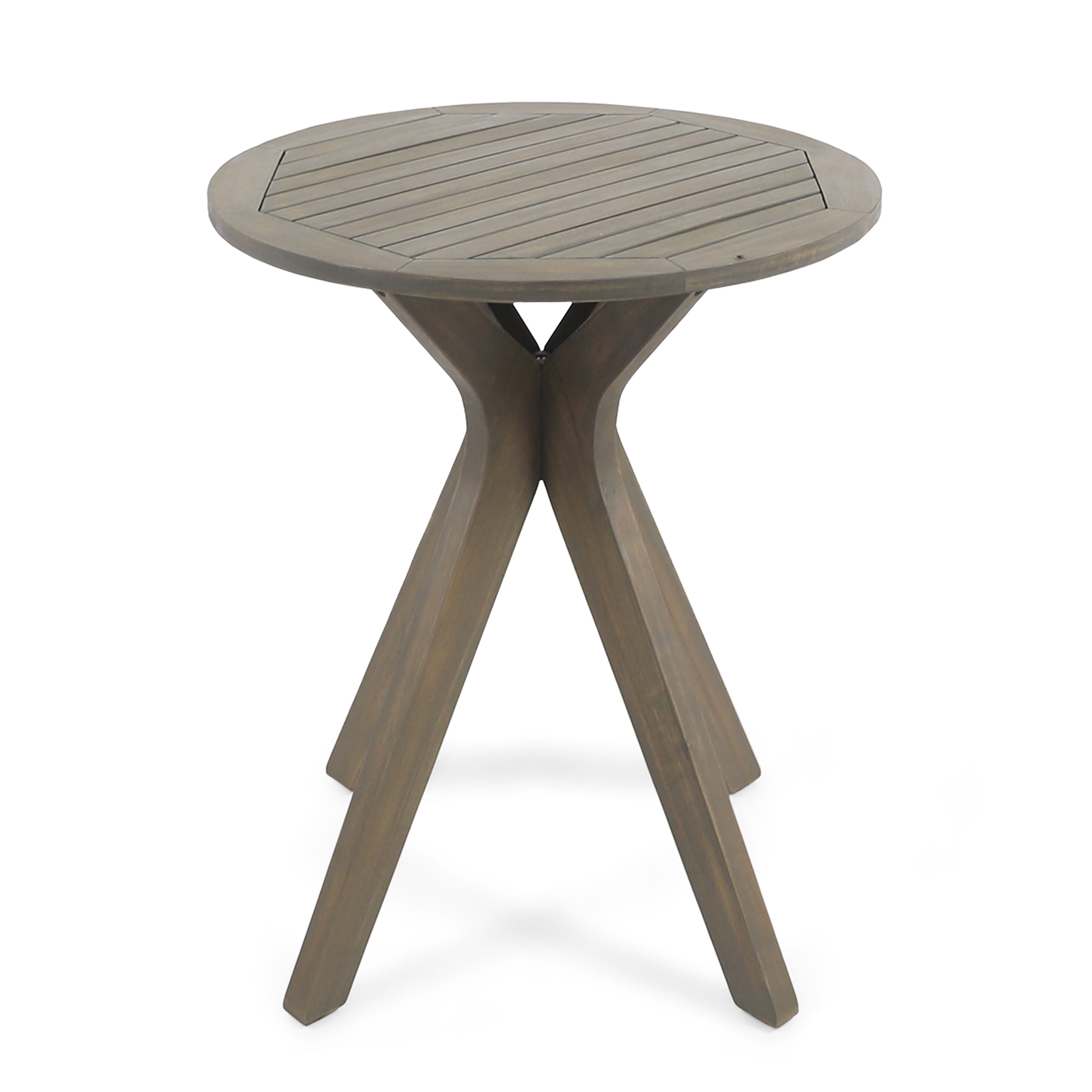 Brigitte Outdoor Round Acacia Wood Bistro Table With X Legs Grey Brigitte Outdoor Round Acacia Wood Bistro Table With X Legs Grey Com