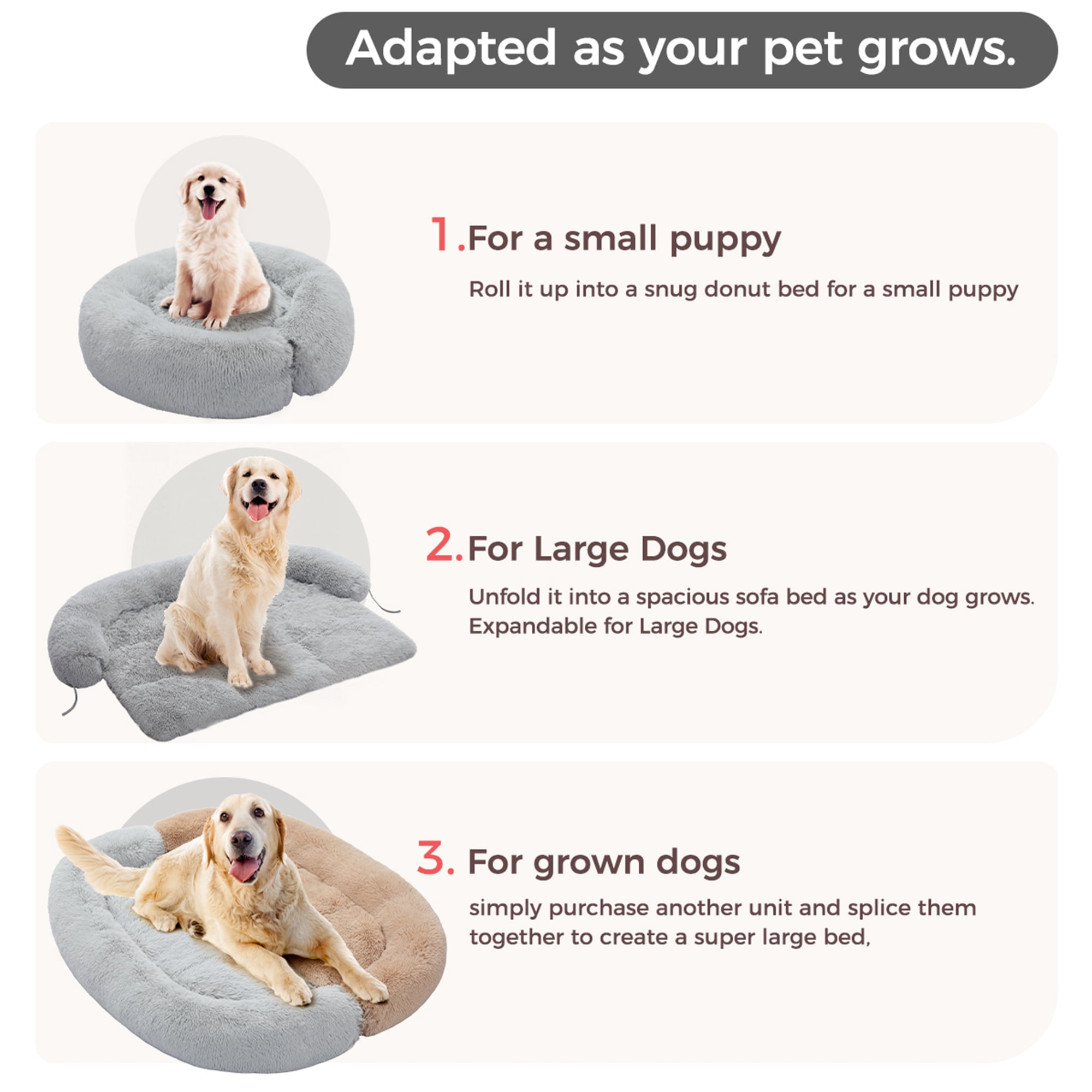Kadyn 45" Plush Long Fur Dog Couch Bed, Dog Bed Mats with Anti-Slip Bottom, Washable Removable Couch Cover, Perfect for Medium and Large Dogs Cats, Gray Kadyn 45" Plush Long Fur Dog Couch Bed, Dog Bed Mats with Anti-Slip Bottom, Washable Removable Couch Cover, Perfect for Medium and Large Dogs Cats, Gray