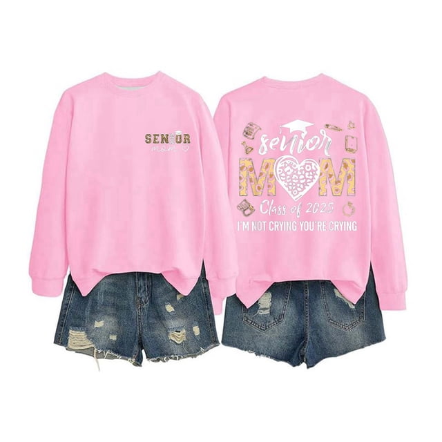 VBARHMQRT Skeleton Sweatshirt Ladies Senior Mom 2025 Shirt 2025 Graduating Class Sweatshirt T Shirt Print Long Sleeve Shirt