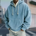 thumbnail image 2 of Men’s Corduroy Hooded Pullover with Half Zip Front and Kangaroo Pocket Loose Fit Casual Sweatshirt Top Sky Blue 3XL, 2 of 4