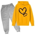 thumbnail image 2 of Jinhomg Toddler Fall Winter Clothes 2 Piece Boys Girls Casual Sweatsuits Cute Heart Print Hooded Sweatshirts and Elastic Waist Solid Sweatpants Set Spring Saving Today Orange 13 Years, 2 of 3