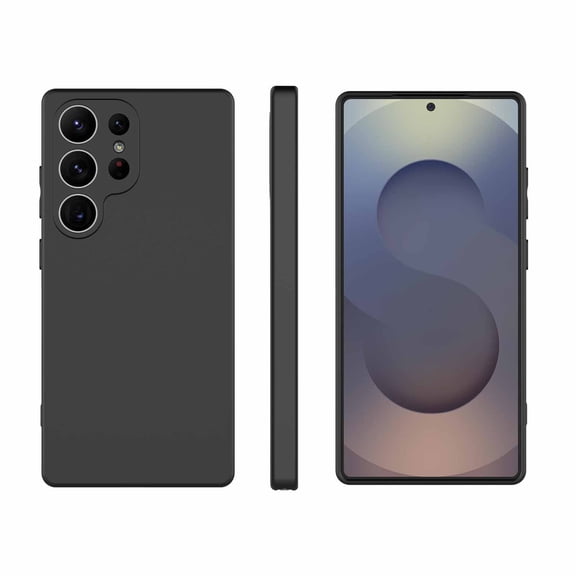 For Samsung Galaxy S25 Plus Silicone Case, Njjex Shockproof Rugged Soft Gel Rubber Cover, Ultra Slim Anti-Scratch Protective Case with Microfiber Lining ,Precise Cutouts-Black