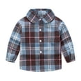 thumbnail image 2 of Nrmvnmi Toddler Boys Girls Fashion Plaid Shirt Turn Down Neck Long Sleeve Button Shirt Casual Shirts Size 18 Months-6 Years, 2 of 9