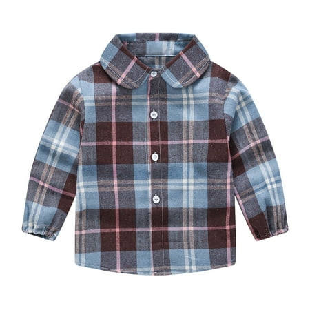 

2024 Fall Savings! Toddler Kids Baby Boys Girl Fashion Cute Lattice Pattern Print Long Sleeves Casual Top Shirt