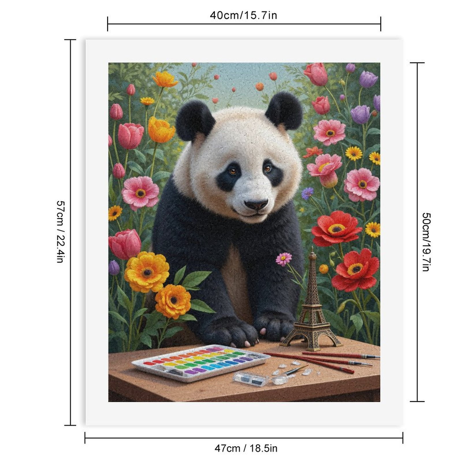 Paint By Numbers Kit for Adults Beginner - Panda Art Flowers Eiffel Garden DIY Canvas Painting Kits for Adults, Frameless Paint By Number for Adults for Home Wall Decor 16x20 Inch