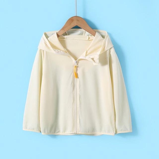 YUNAFFT Coupe-Vent de Protection Solaire pour Enfants 5-11 Ans, Léger, Veste à Capuche à Fermeture Éclair, Défense UV, Coupe Ample, Décontractée, Extérieur, Manteau en Polyester
