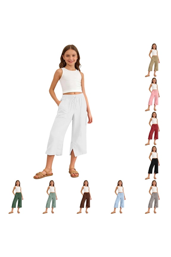 Girls Casual Ponte Pants for Girls Comfortable Solid Loose Fit Half Length Trousers for Everyday Play Soft Waistband Easy Care Light Leggings Toddler Girls Gymnastics Baseball Pants Girls 6t