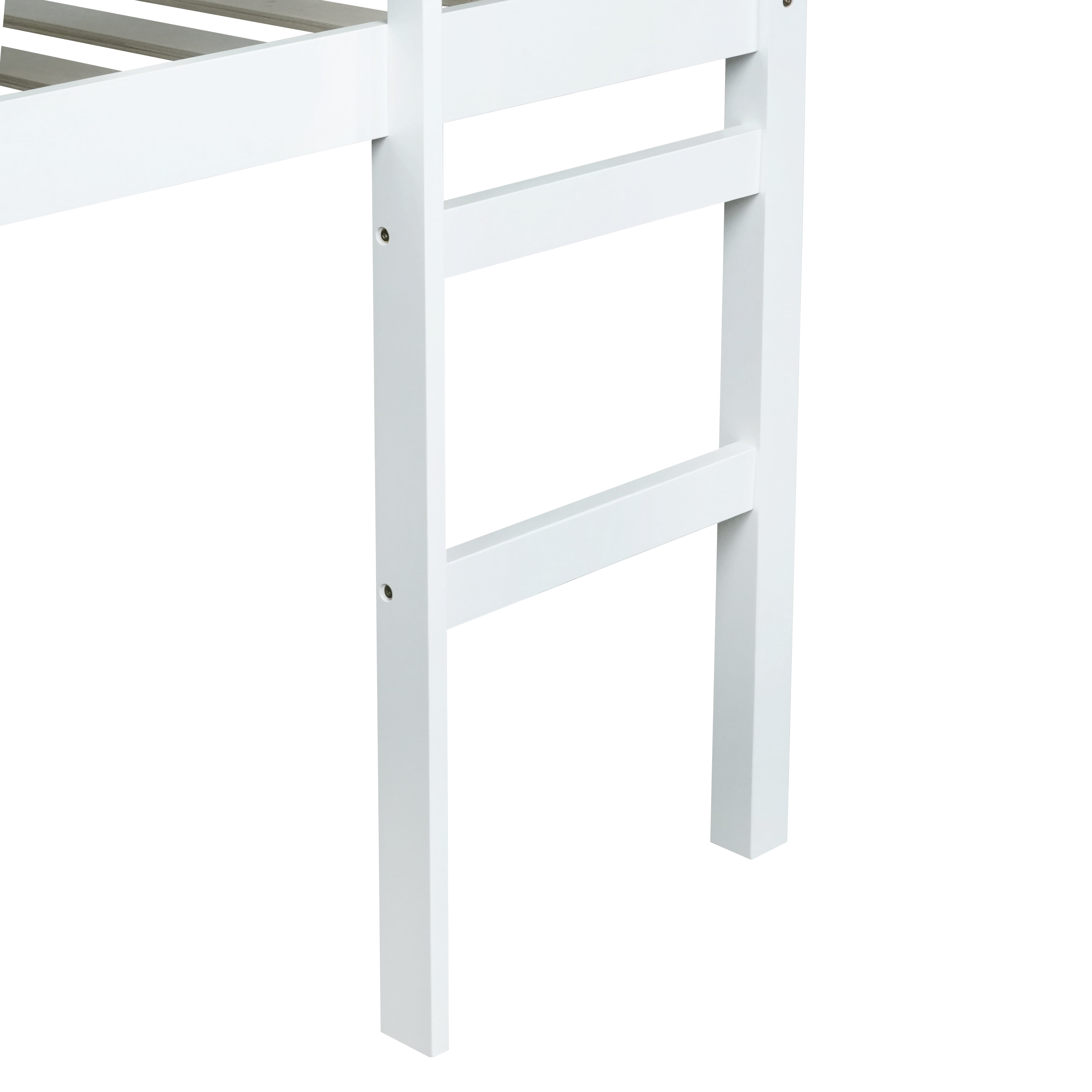 Alvantor Full Loft Bed with Ladder for Kids Boys and Girls, Space-Saving Low Wood Frame, White
