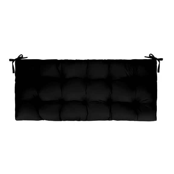 RSH Décor Indoor Outdoor 2” Tufted Bench Cushion with Ties (38” x 18” x 2”), Black