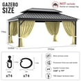 thumbnail image 2 of Pakunoda 14' X 6.5' Gazebo Universal Replacement Privacy 4-Panel Curtains, Waterproof Outdoor Curtains Light Yellow Sidewall with Zipper for Patio 12' X 16' Gazebo Garden Backyard, Curtain Only, 2 of 8