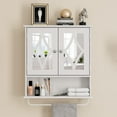 thumbnail image 6 of Superjoe Bathroom Medicine Cabinet with Mirror, Vanity Wall Mounted Storage Cabinet with Adjustable Shelves and Towel Bar, Hanging Wall Cabinet for Bathroom, Laundry, Living Room, White, 6 of 10
