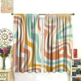 thumbnail image 3 of Retro 70s Groovy Curtains, Vintage Funky 60s Aesthetic Trendy Green Teal Orange Spiral Swirl Boho Hippie Print Window Treatments for Living Room Girls Bedroom 55x63in, 3 of 6