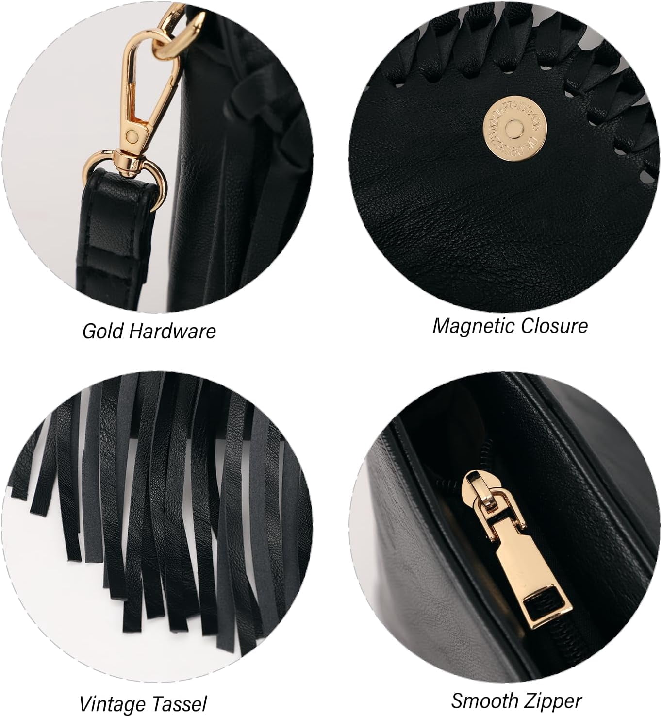 Tassel Crossbody Purse for Women PU Leather Western Hobo Fringe Handbag Shoulder Bag