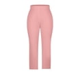 thumbnail image 6 of AHTJRT Women's Cropped Pants Straight Wide Leg Pants High Stretch Waist Capris Summer Lightweight Yoga Dance Workout Trousers Slack Pants Pink S, 6 of 7