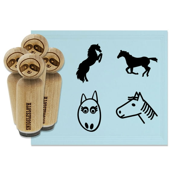Horses Running Rearing Head Face Rubber Stamp Set for Scrapbooking Crafting Stamping - Mini 1/2 Inch