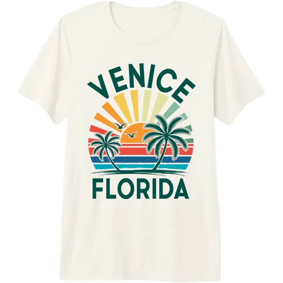 Venice Beach Florida Vacation Retro Sunset Vintage Tri-Blend T-Shirt