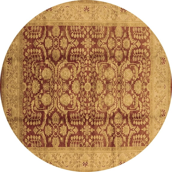 Ahgly Company Indoor Round Oriental Brown Traditional Area Rugs, 3' Round