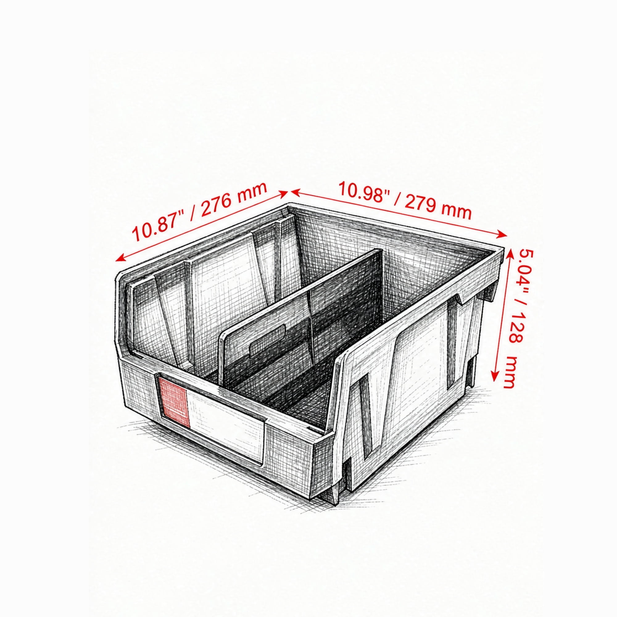 6 Pack Plastic Storage Bin, Hanging Stackable Organizer Bin, Heavy Duty Stacking Containers for Closet Kitchen Office & Pantry, 11" x 11" x 5"