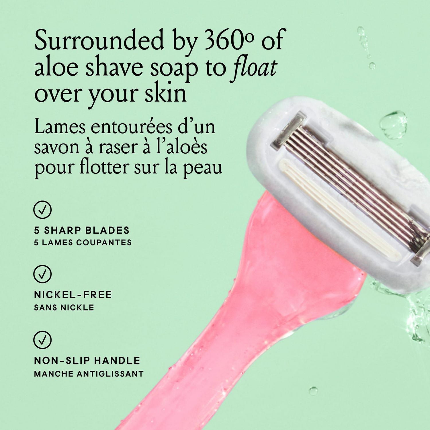 Billie Women’s Razor Kit - 1 Handle + Magnetic Holder + 2 x 5-Blade Refills - Pink Sparkle, 1 Kit