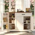 thumbnail image 3 of Coffee Bar Cabinet, Lofka 42" Farmhouse Kitchen Storage Sideboard Buffet Cabinet with 8 Shelves & 1 Drawer, Multifunctional Console Table for Dining Living Room Entryway Coffee Station, Brown Desktop, 3 of 8
