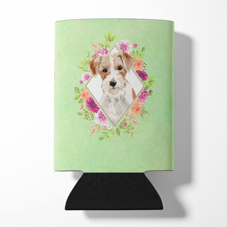 

Carolines Treasures CK4358CC Jack Russell Terrier Green Flowers Can or Bottle Hugger Can Hugger multicolor