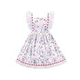 thumbnail image 2 of Robe Fille Blanche Snowman Cerise Imprimée Nœud Papillon Dentelle Rouge Blanc 5 Ans, 2 of 6