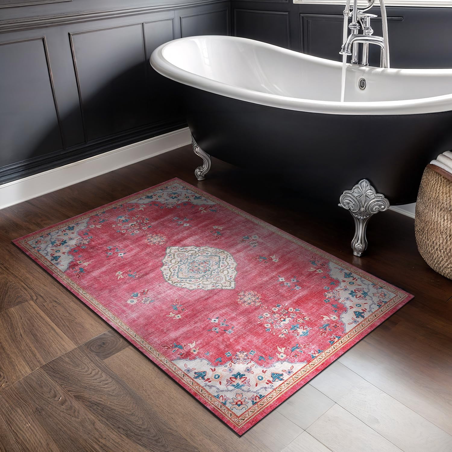 Beverly Rug Machine Washable Easy Cleaning Indoor Non-Slip Rugs Fuchsia / Cream 2'x3'