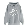 thumbnail image 2 of Women'S Hoodies Pullover Classic Heart Print Winter Hoodie Pullover Tops Long Sleeved Loose Casual Comfortable Sweatshirt Tops Gray XXL, 2 of 6