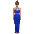 thumbnail image 2 of TSSOE Girls Modern Jazz Dance Outfits Tiered Tassels Latin Cha Cha Salsa Dance Crop Top with Pants Set for Competitions Royal Blue 6, 2 of 7
