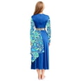 thumbnail image 2 of Nyeemya Liturgical Praise Dance Dress for Women Long Sleeve Mock Neck Printed Metallic Worship Church Gowns Royal XXL, 2 of 6