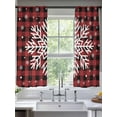 thumbnail image 2 of Christmas Snowflake Sheer Curtains 63 Inch Length 2 Panels Set for Living Room/Bedroom, Winter Snwoflake Red Black Plaid Curtain Sheers Drapes Rod Pocket Curtains Window Treatment Set 52''x63''x2, 2 of 7