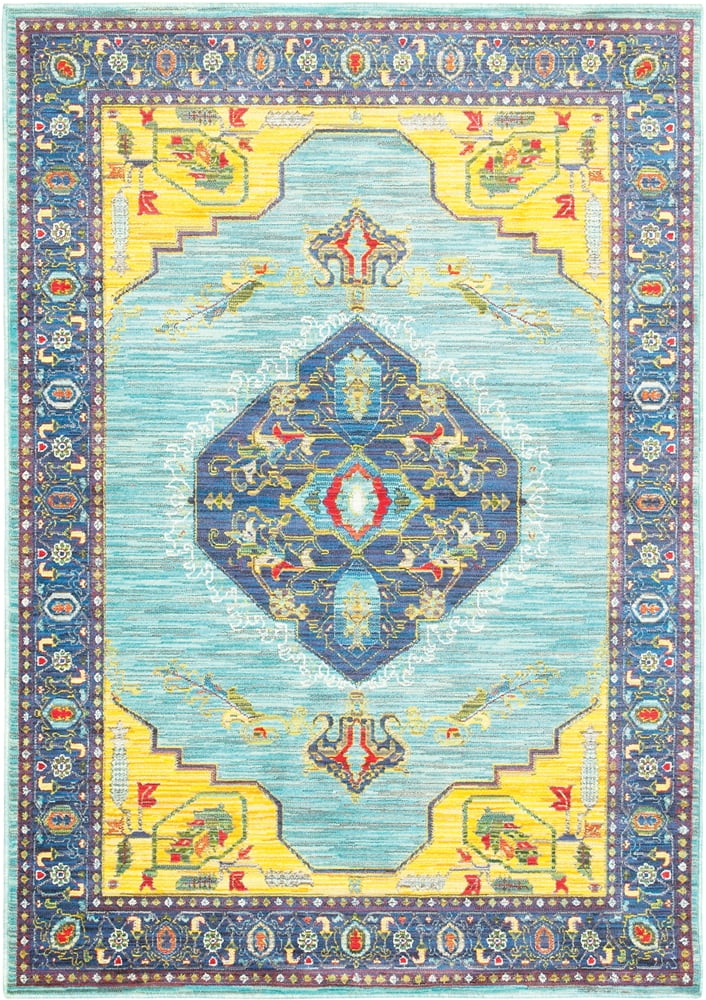 Joli 564L4 Blue and Yellow Area Rug 6' 7" X 9' 6"