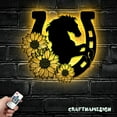 thumbnail image 3 of Craftnamesign Sunflower Horseshoe Metal Wall Art LED Light, Floral Horse Sign Home Decor, 3 of 5