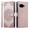 thumbnail image 2 of Leather Case For Google Pixel 9a 6.3",Embossed Totem Wallet With Card Holder,Wristband, Shockproof Kickstand Magnetic Cover,Rose Gold,For Google Pixel 9a, 2 of 7