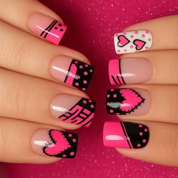 Zeiwohndc Easy Apply Press on Nail French Artificial Nail Perfect For Valentines Day