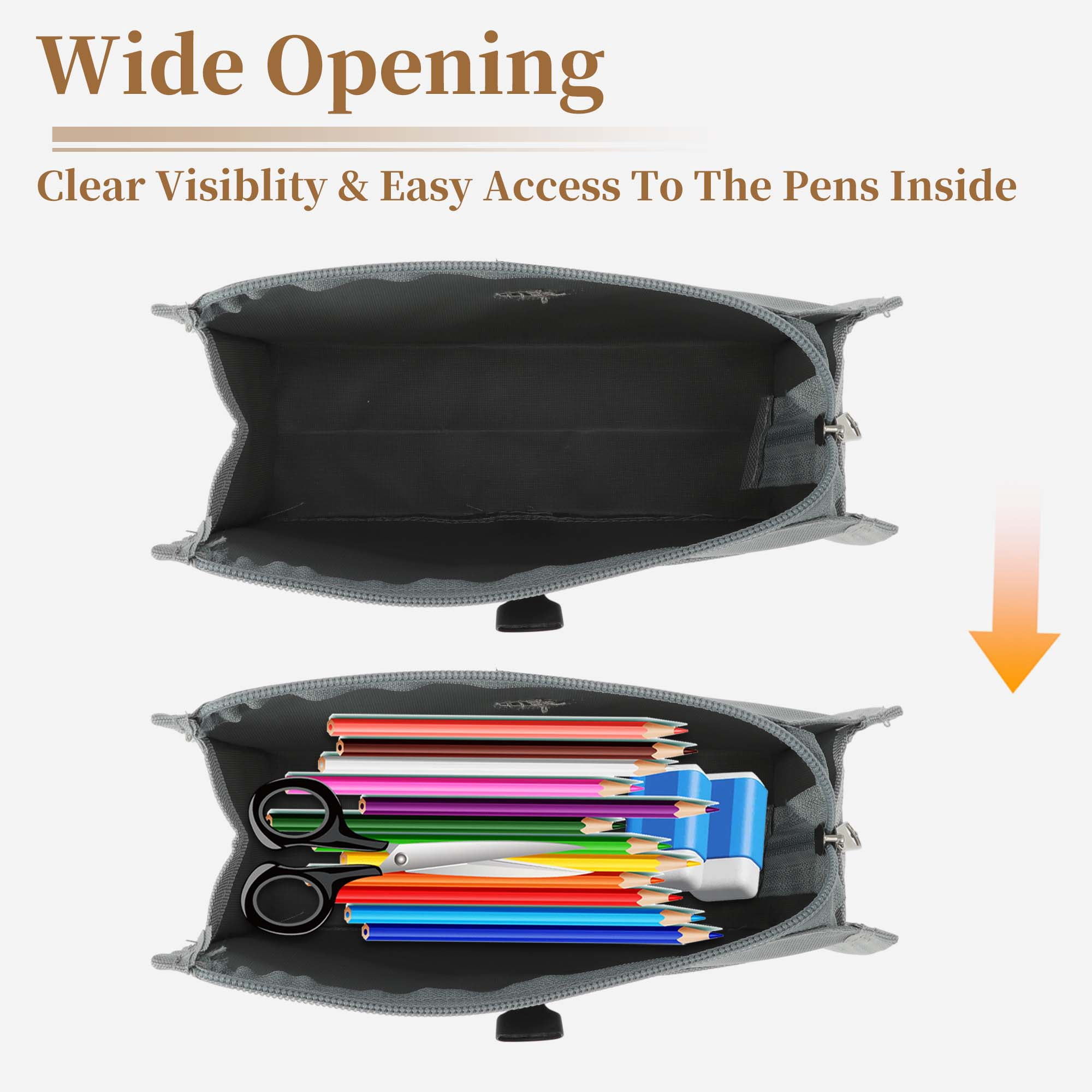Unique Bargains Mesh Style Aesthetic Pen Bag Organizer Gray