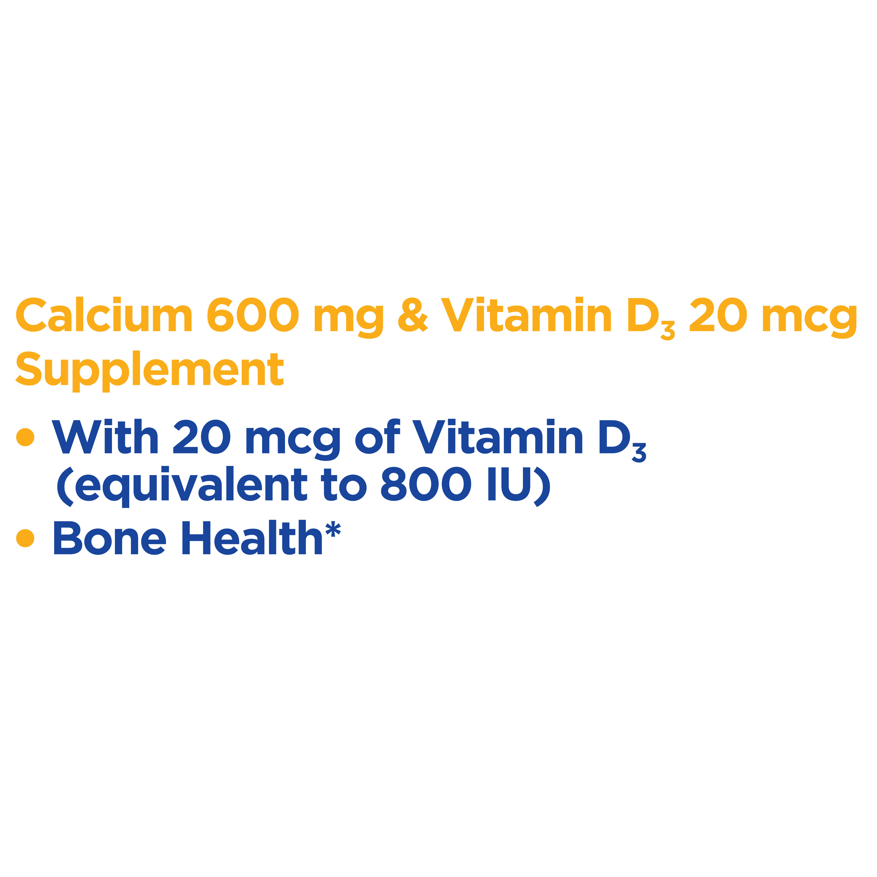 Equate Calcium + D3 Tablets Dietary Supplement, 600 mg, 120 Count ...