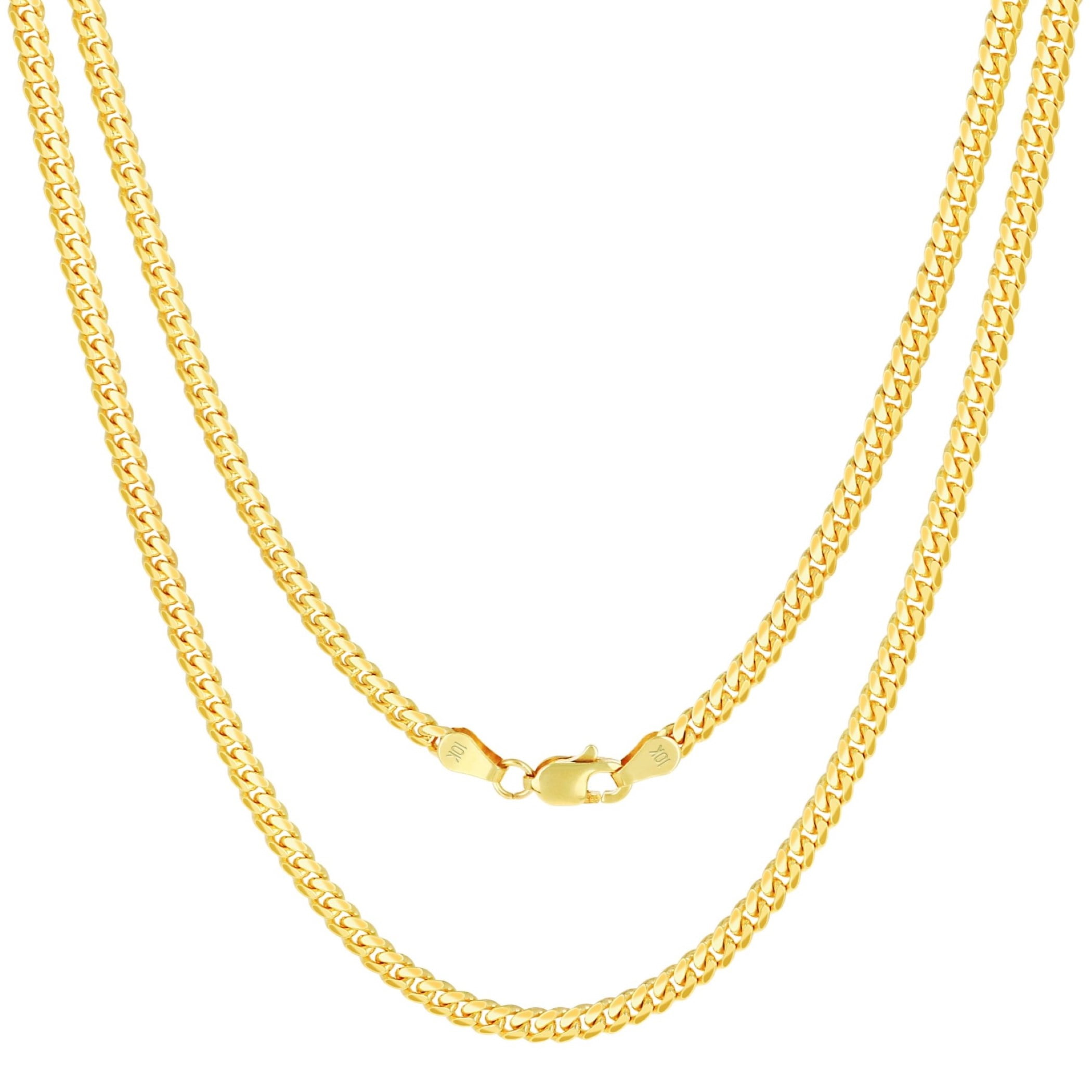Nuragold 10K Real Yellow Gold Solid Miami Cuban Link Chain Necklace 16"-30" (2.7mm-10mm) Italian Jewelry for Men & Women
