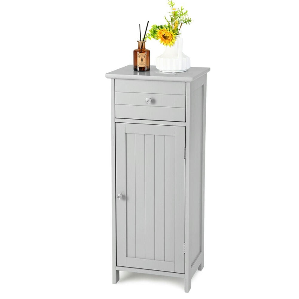 Finihen Bathroom Storage Cabinet, Bathroom Floor Cabinet, Wooden Bathroom Floor Storage Cabinet with Drawer and Shelf, for Bathroom, Living Room, Bedroom, Kitchen, Gray Finihen Bathroom Storage Cabinet, Bathroom Floor Cabinet, Wooden Bathroom Floor Storage Cabinet with Drawer and Shelf, for Bathroom, Living Room, Bedroom, Kitchen, Gray